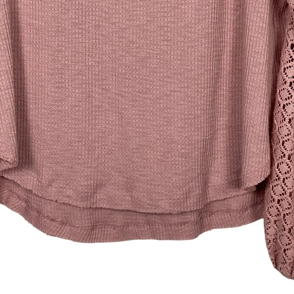 Free People Sweetest Thing Thermal Lace Pink Top Size XS